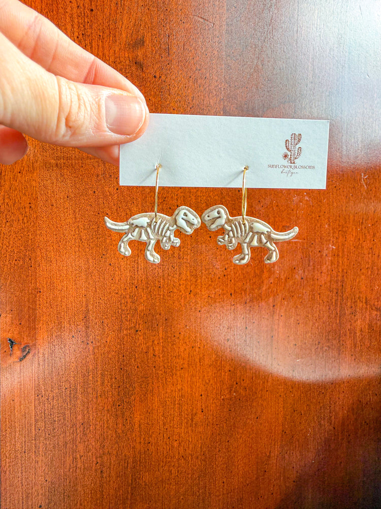 Fossil Dinosaur Hoop Earrings