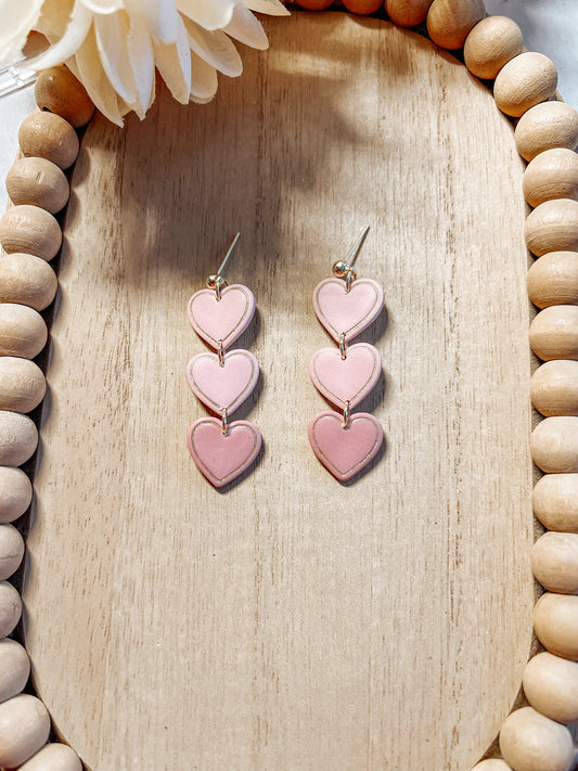 Ombré Tier Hearts Dangle Earrings