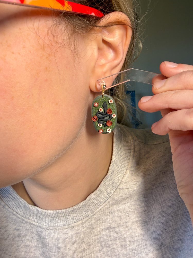 Rose Garden Snake Earrings