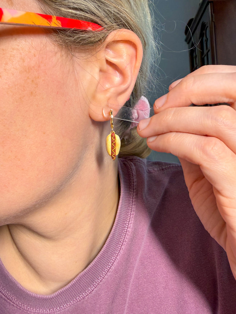 Hot Dog Mini Dangle Earrings