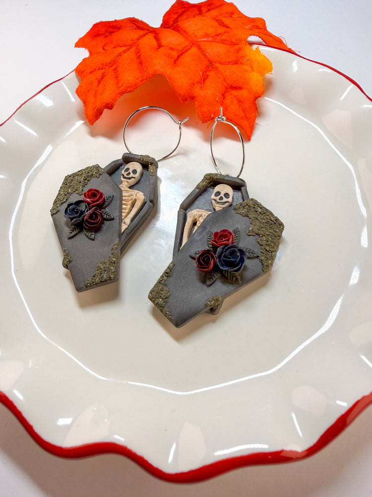 Skeleton Coffin Dangling Earrings