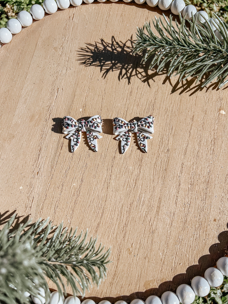 Xmas Lights Bow Stud Earrings