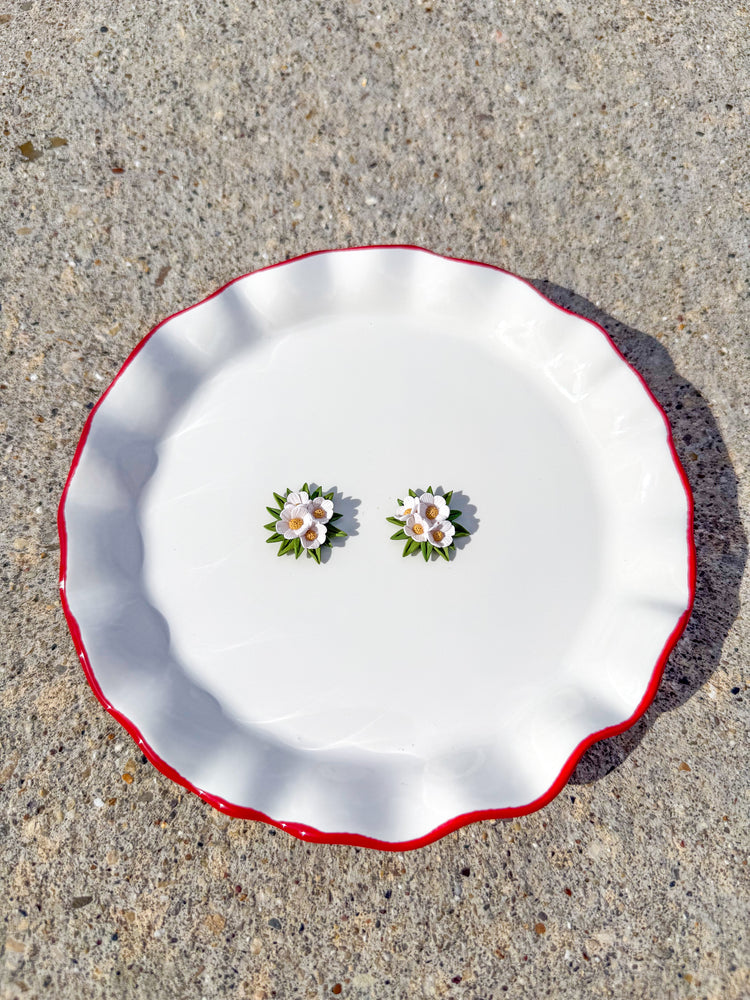 White Wildflower Stud Earrings