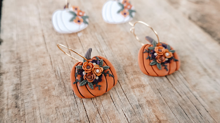 Floral Dangle Pumpkin Earrings