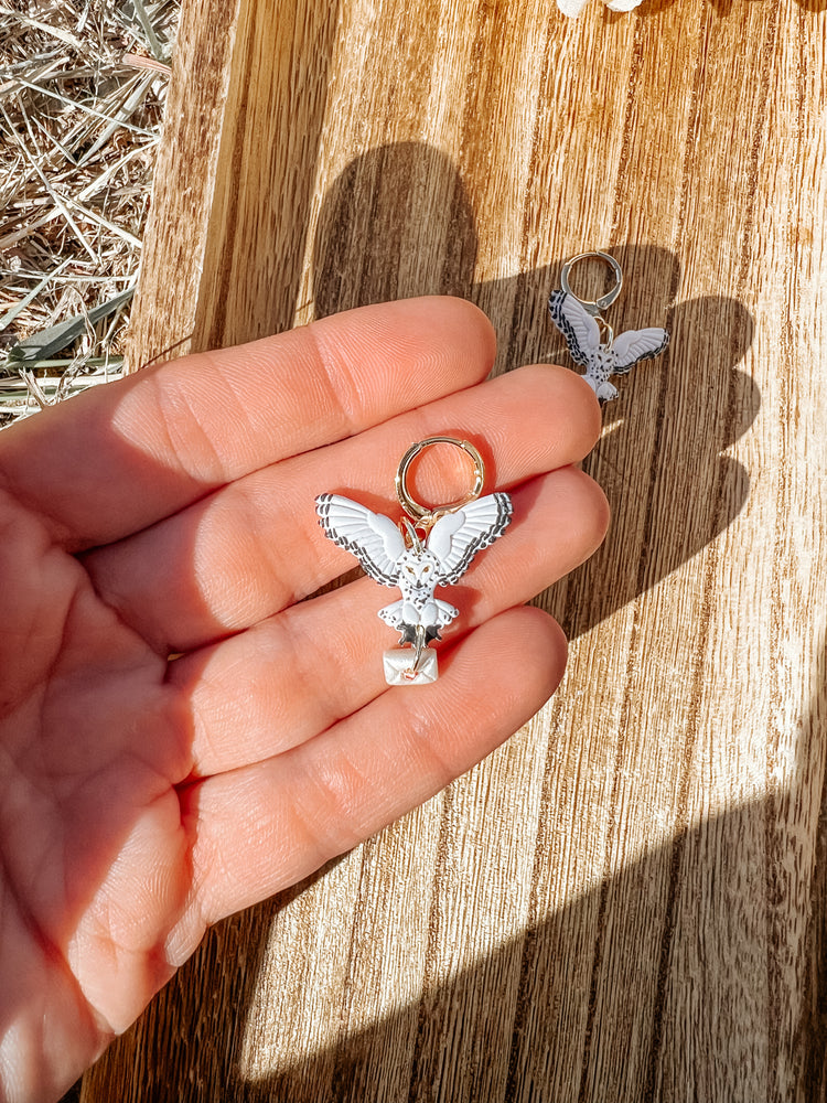 Snowy Owl Huggie Earrings