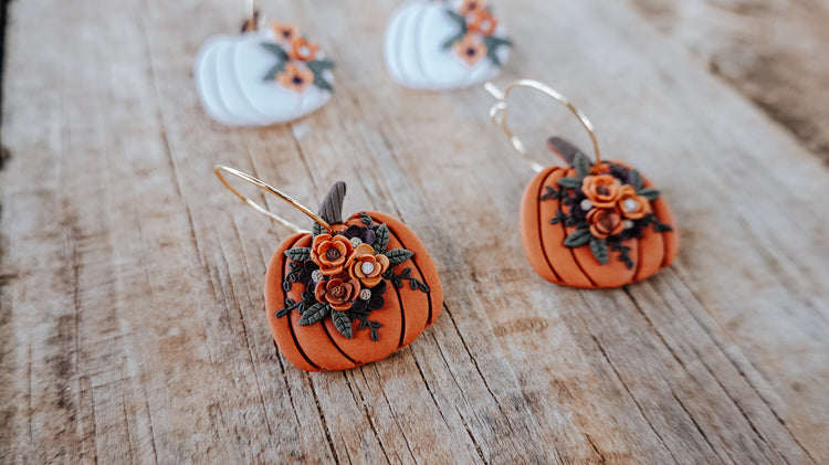 Floral Dangle Pumpkin Earrings