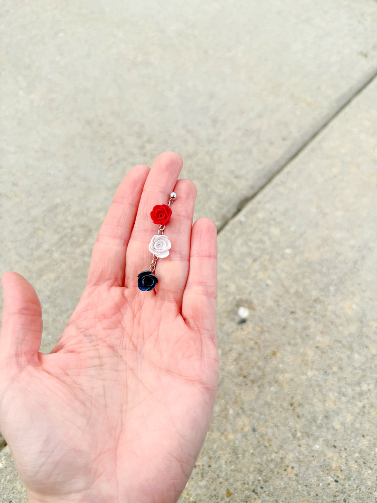 Red, White & Blue Rose Dangle