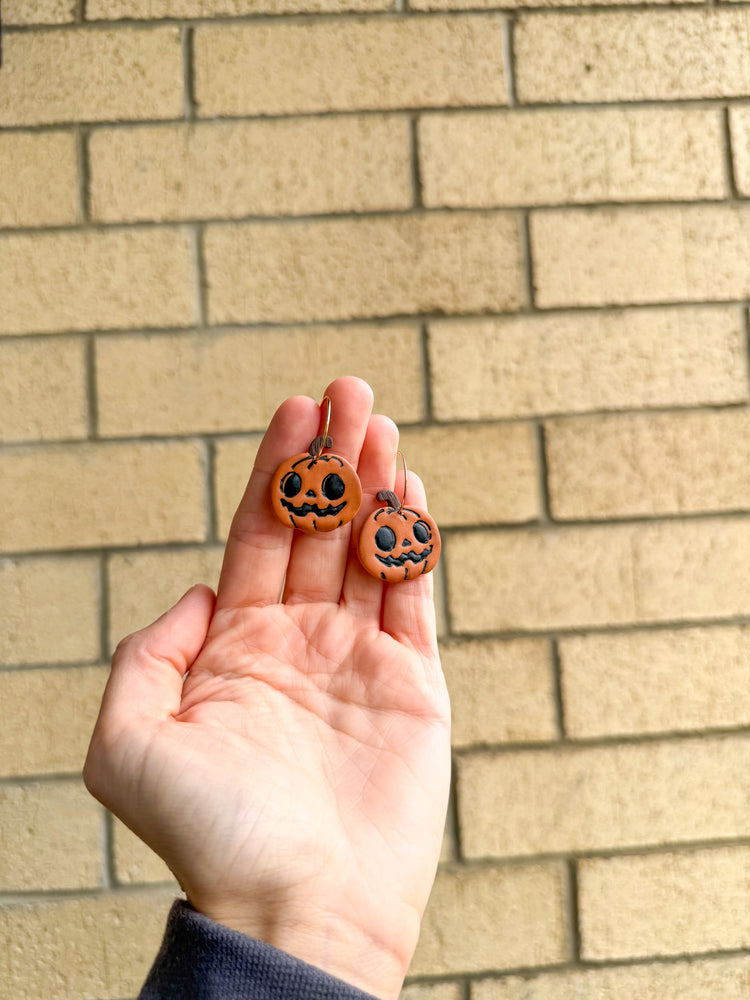 Jack-O-Lantern Pumpkin Dangle Earrings