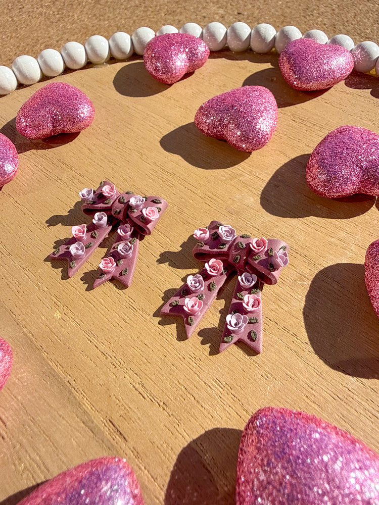 Floral Rose Bow Earrings