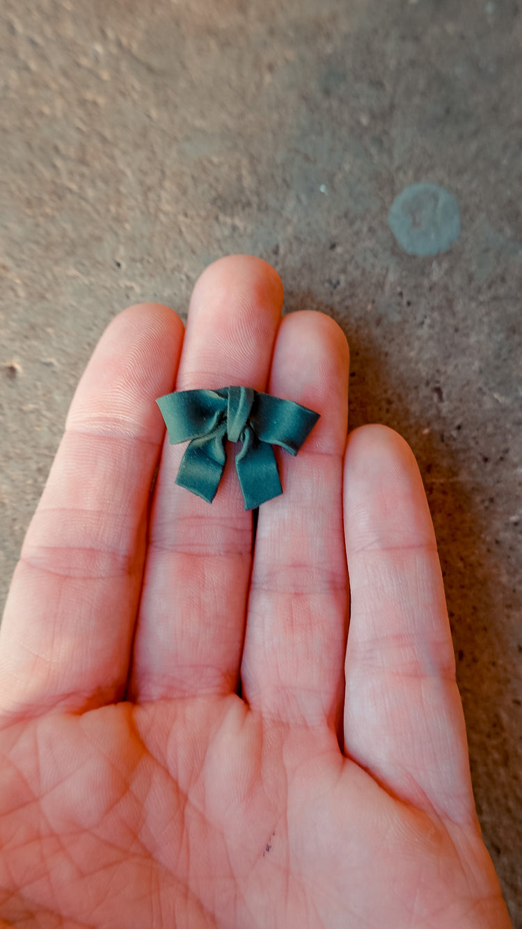Hunter Green Bow Stud Earrings