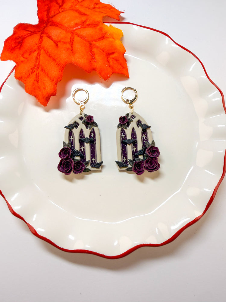 Midnight Bats Cathedral Dangle Earrings