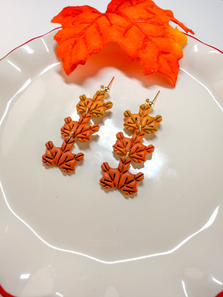 Autumn Maple Leaf Dangle Earrings