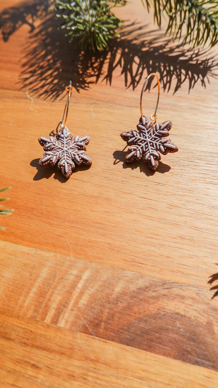 Gingerbread Snowflake Earrings
