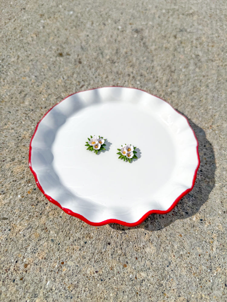White Wildflower Stud Earrings