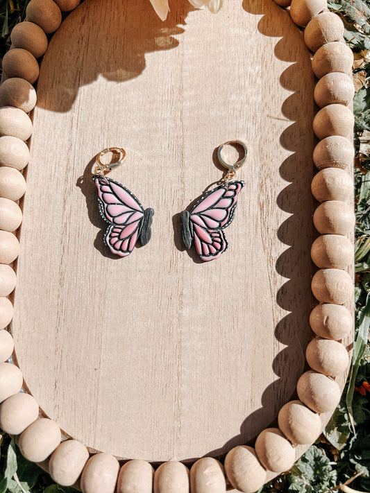 Pink Butterfly Dangle Earrings