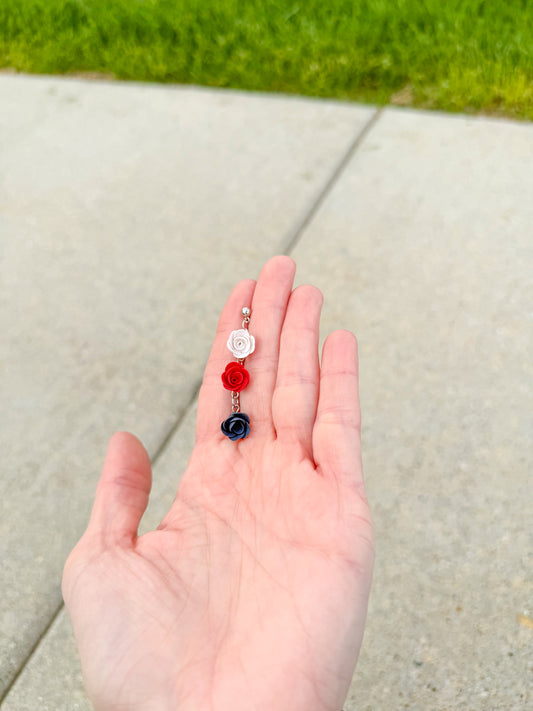 Red, White & Blue Rose Dangle
