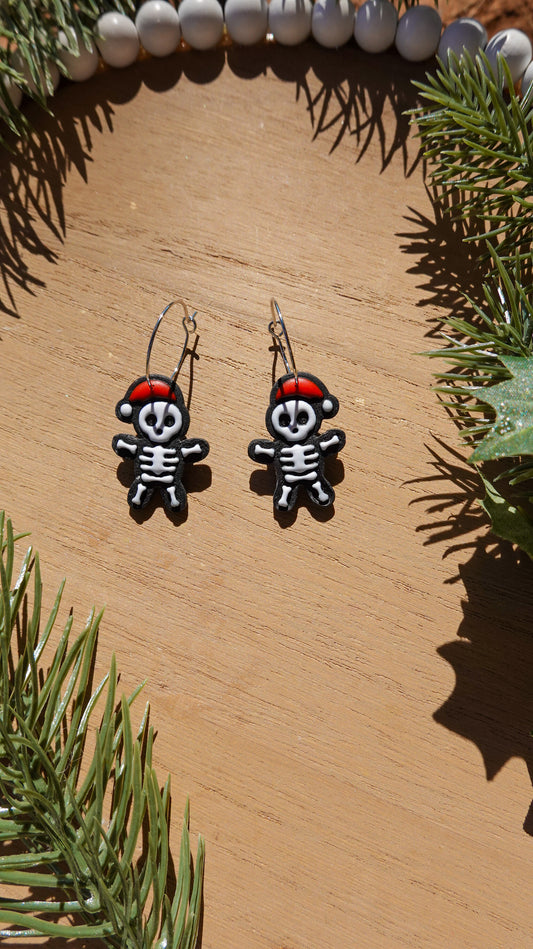 Skeleton Santa Clay Earrings