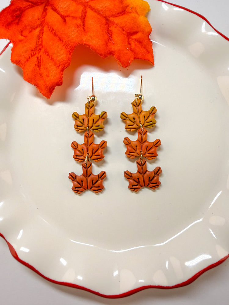 Autumn Maple Leaf Dangle Earrings