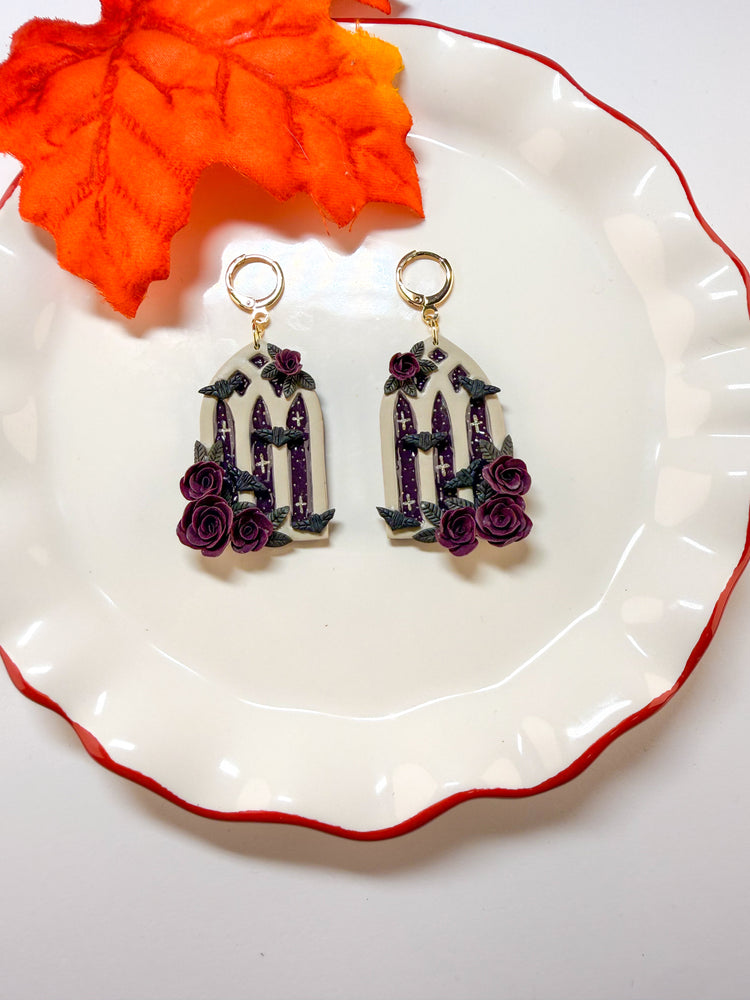 Midnight Bats Cathedral Dangle Earrings