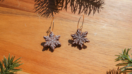 Gingerbread Snowflake Earrings