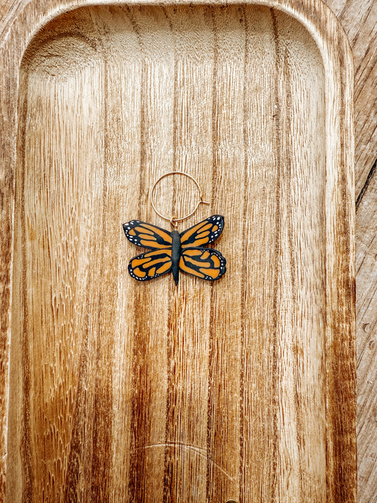 3D Monarch Butterfly Hoop Earrings