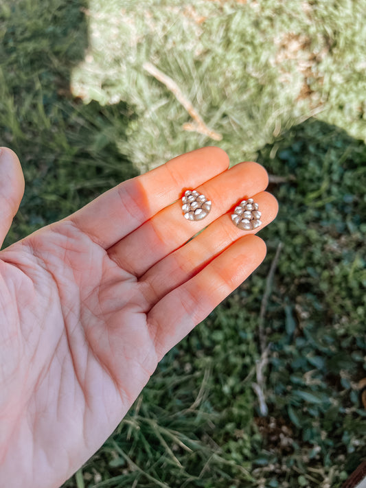 Snowy Pinecone Stud Earrings