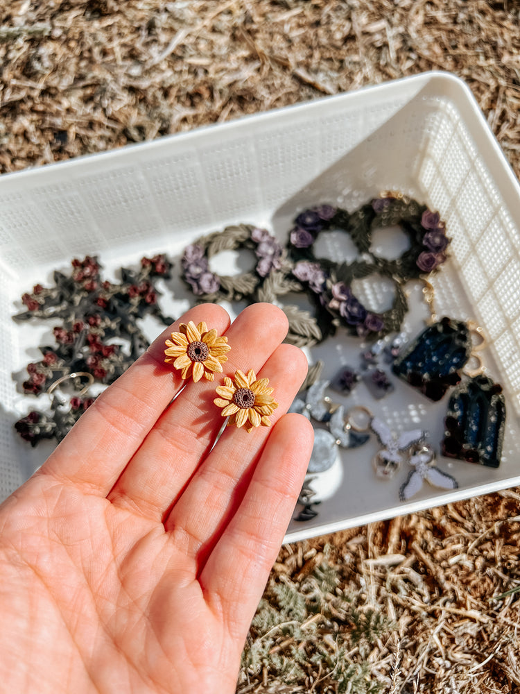 3D Sunflower Stud Earrings