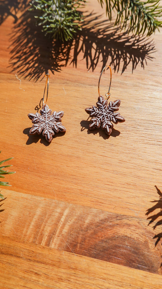 Gingerbread Snowflake Earrings