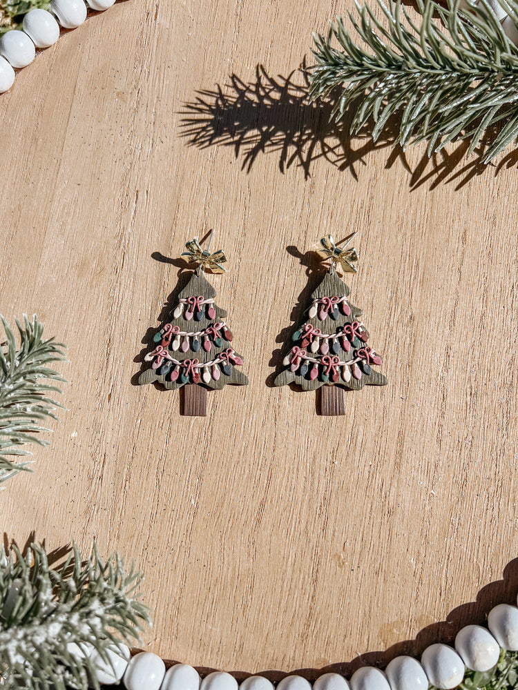 Xmas Tree Light Dangle Earrings