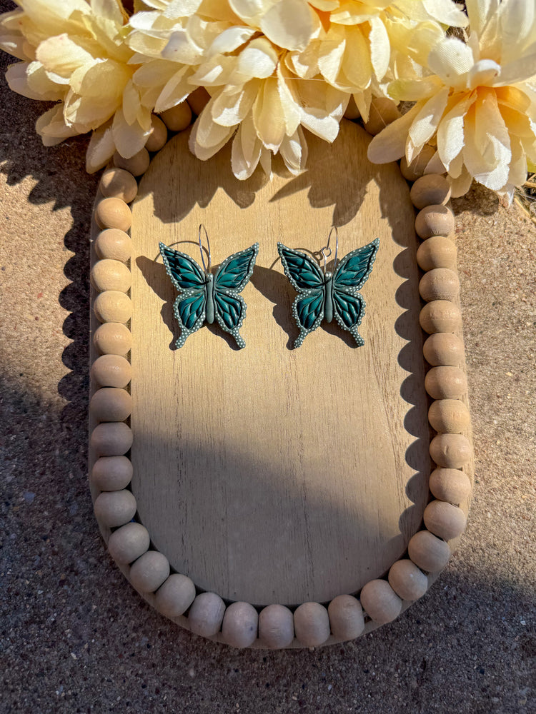 Hunter Green Butterfly Earrings