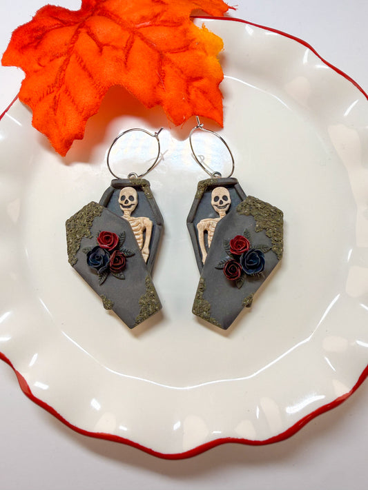 Skeleton Coffin Dangling Earrings