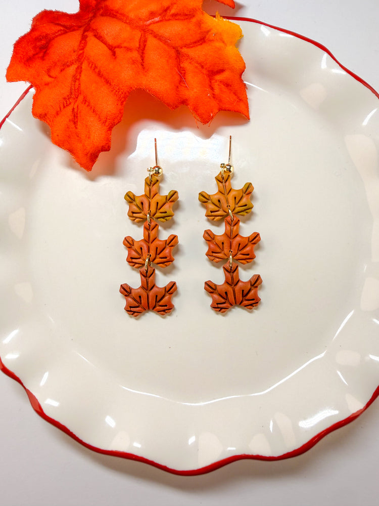 Autumn Maple Leaf Dangle Earrings