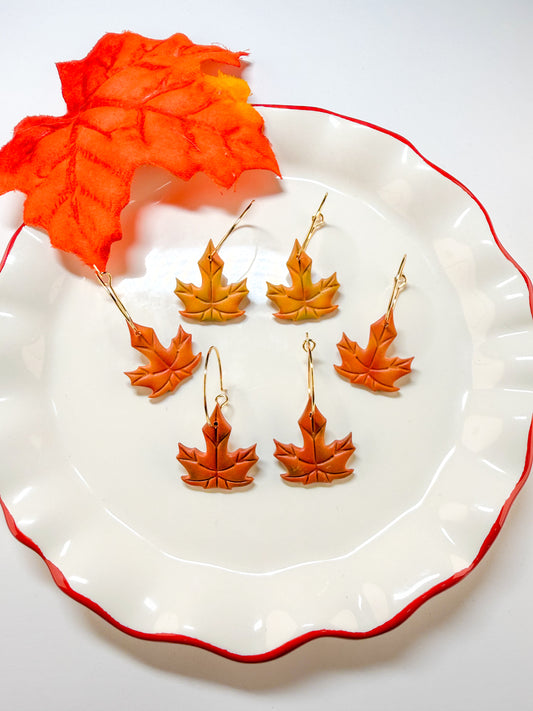 Autumn Maple Leaf Dangle Earrings