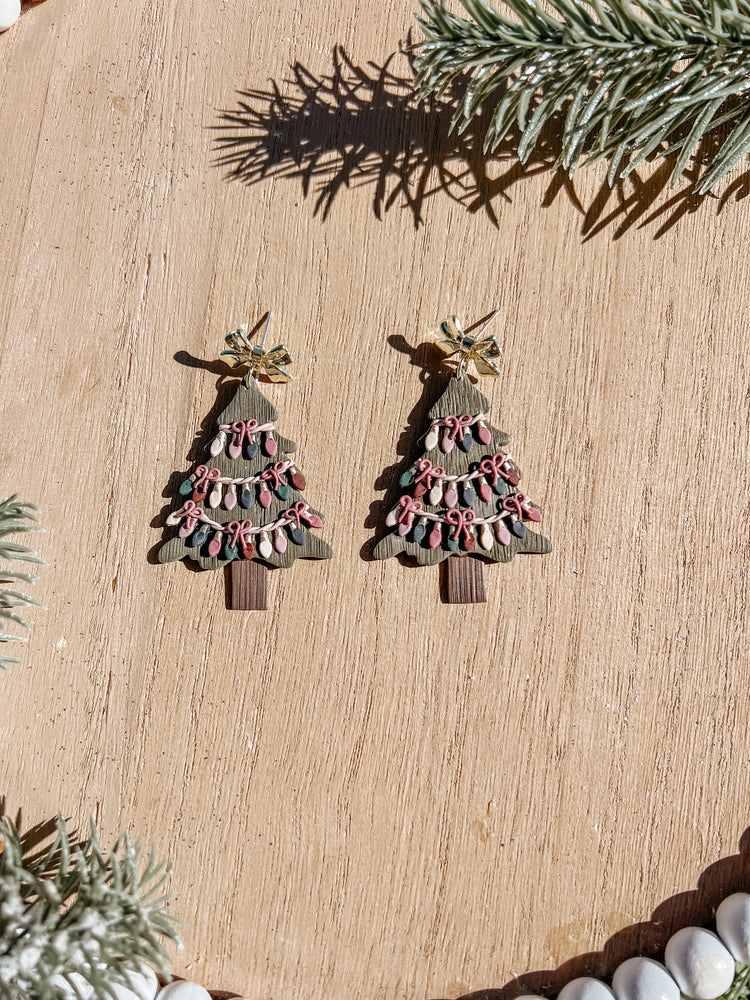 Xmas Tree Light Dangle Earrings