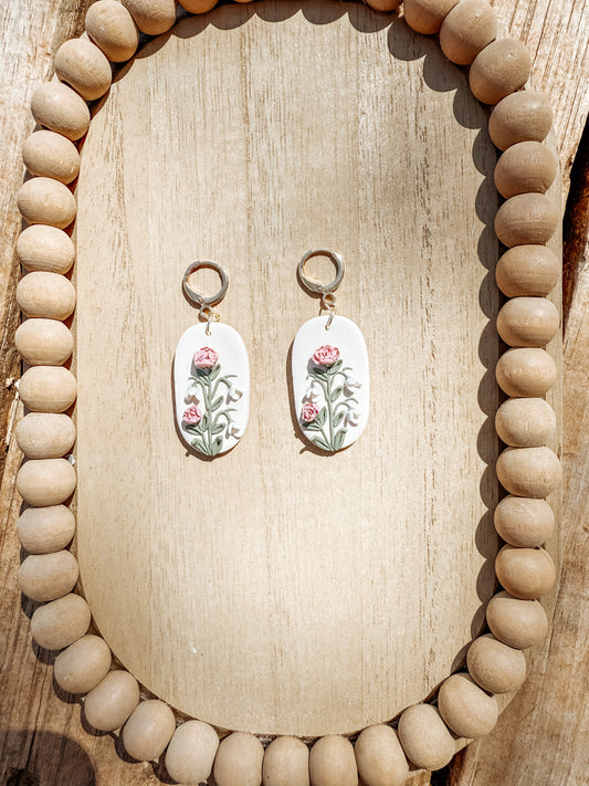 Snowdrop & Carnations January Birth Flower Earrings