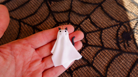 Cat Ghost 3D Dangle Earrings
