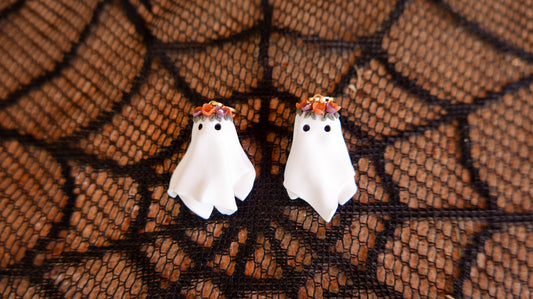 Floral 3D Ghost Dangle & Stud Earrings
