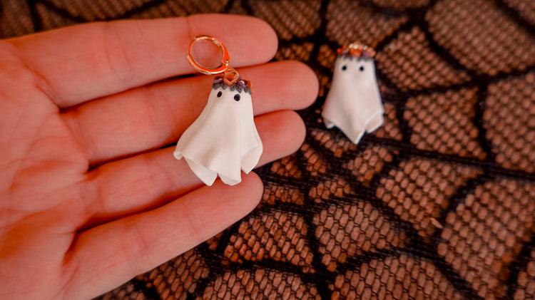 Floral 3D Ghost Dangle & Stud Earrings