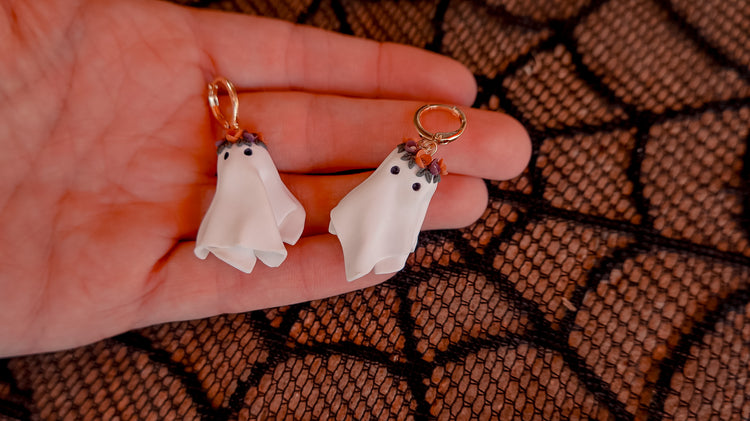Floral 3D Ghost Dangle & Stud Earrings