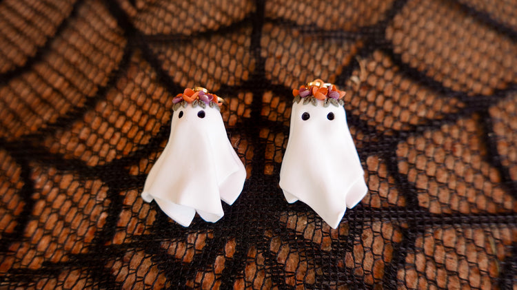 Floral 3D Ghost Dangle & Stud Earrings