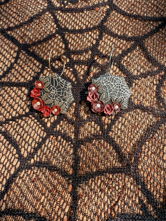 Floral Spiderweb Dangle Earrings