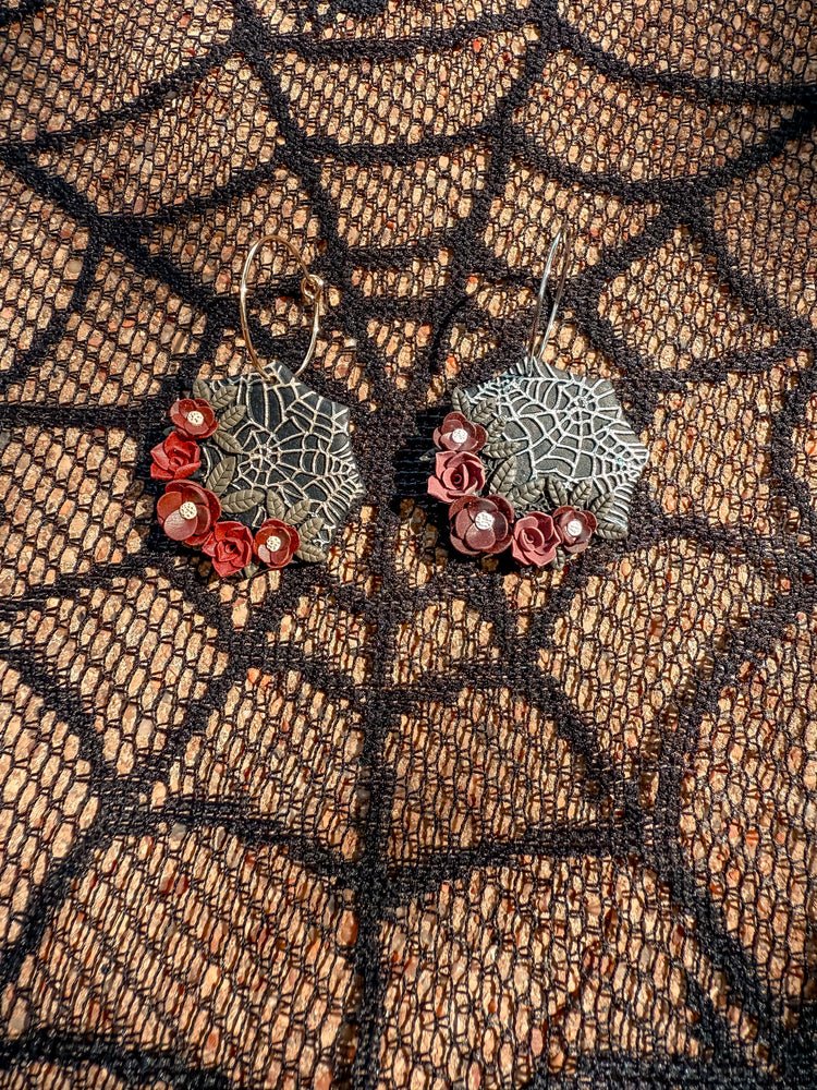 Floral Spiderweb Dangle Earrings