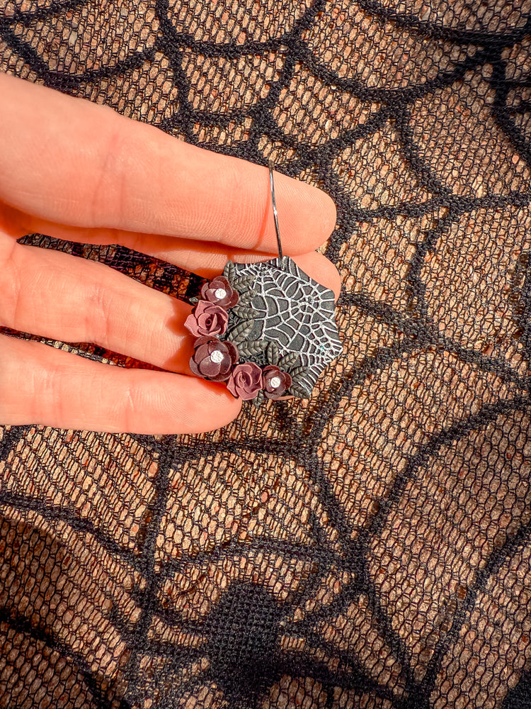Floral Spiderweb Dangle Earrings