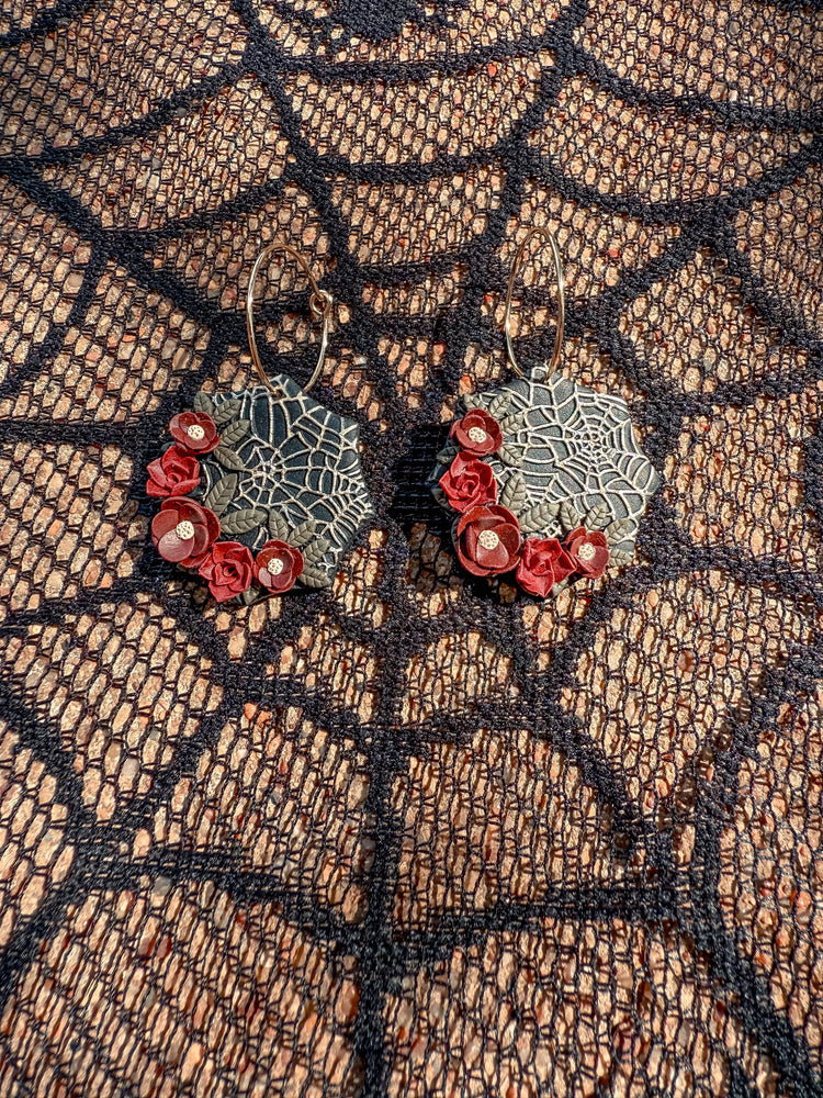 Floral Spiderweb Dangle Earrings