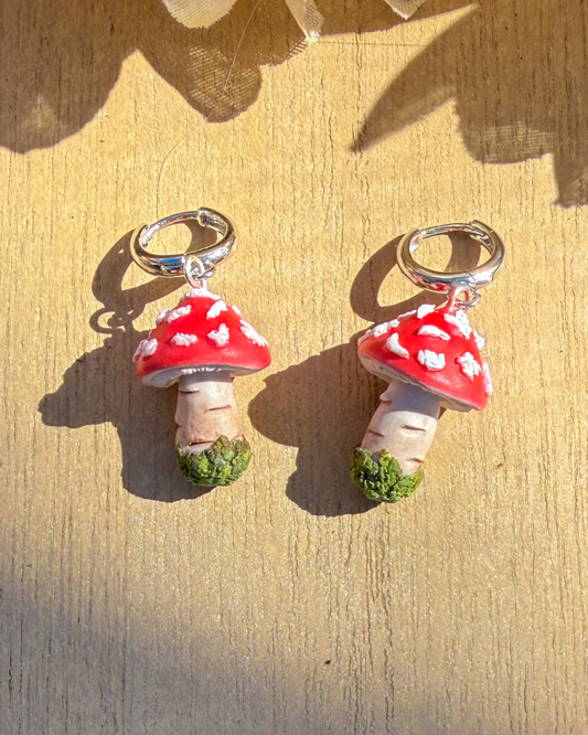 Red Toadstool Mushroom Earrings