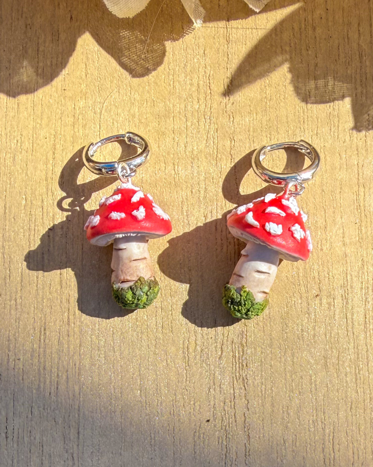 Red Toadstool Mushroom Earrings