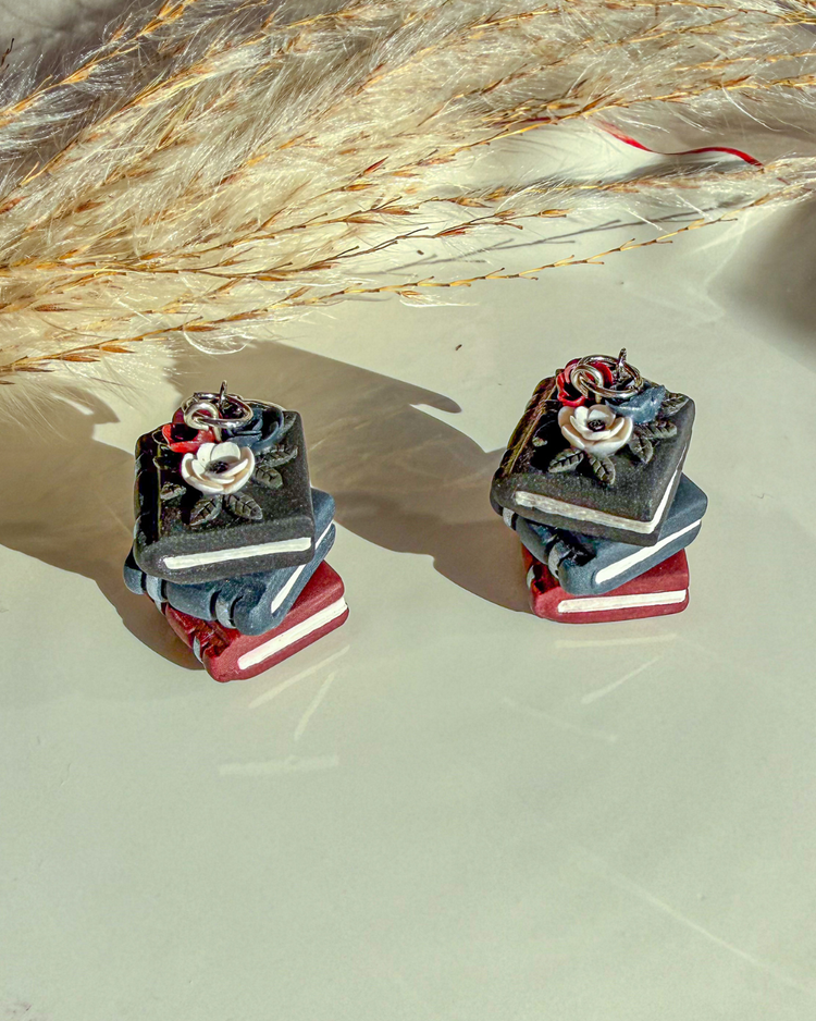 Dark Academia Stacked Book Earrings