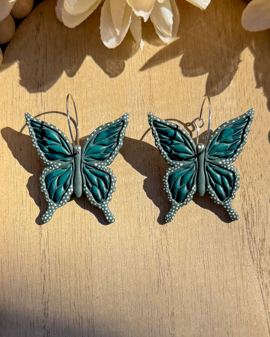 Hunter Green Butterfly Earrings