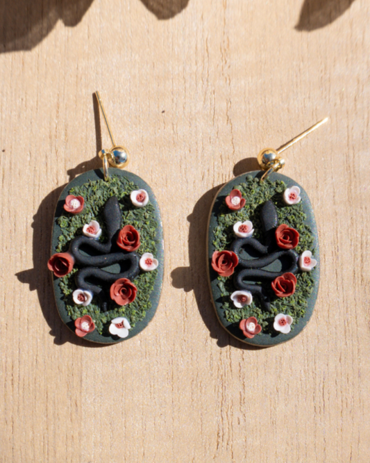Rose Garden Snake Earrings