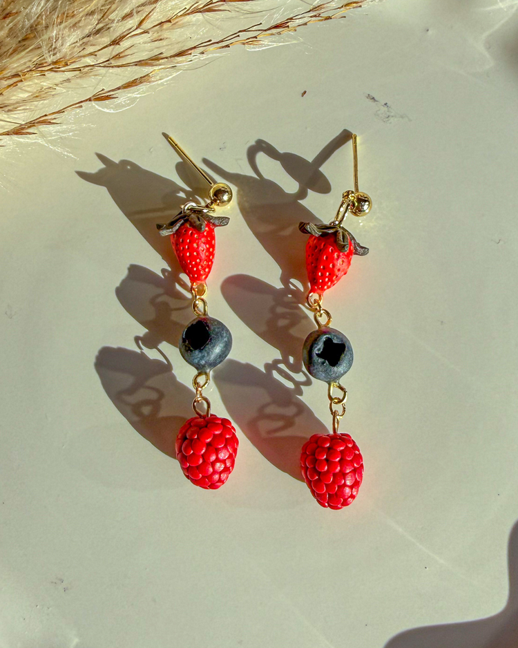Mixed Fruit Dangle Earrings